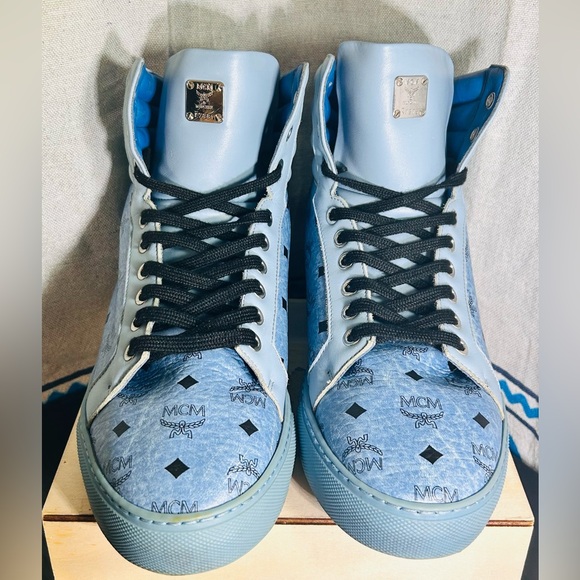 MCM Other - MCM visetos blue Leather high top Iconic sneakers | GC | No Box